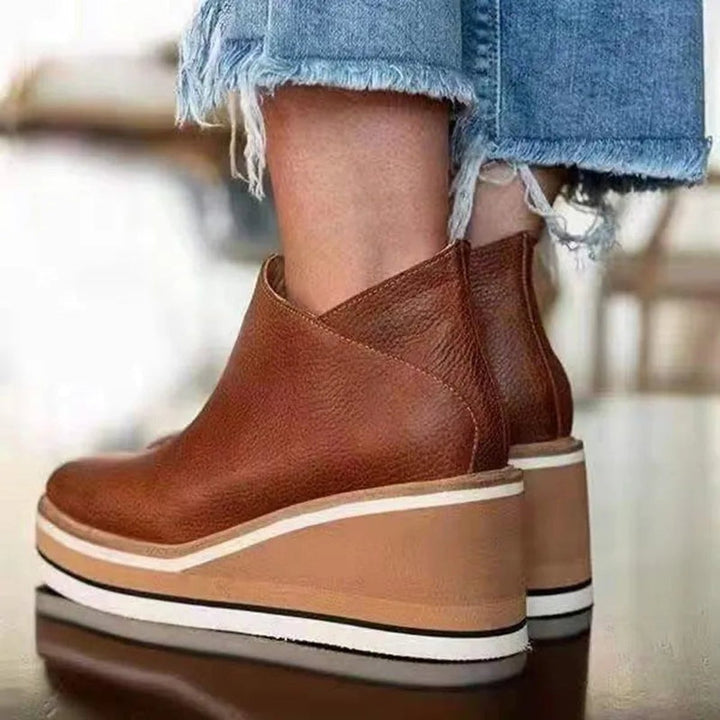 Women's Orthopedic Arch Support Wedge Platform Ankle Boots with Side Zip 6