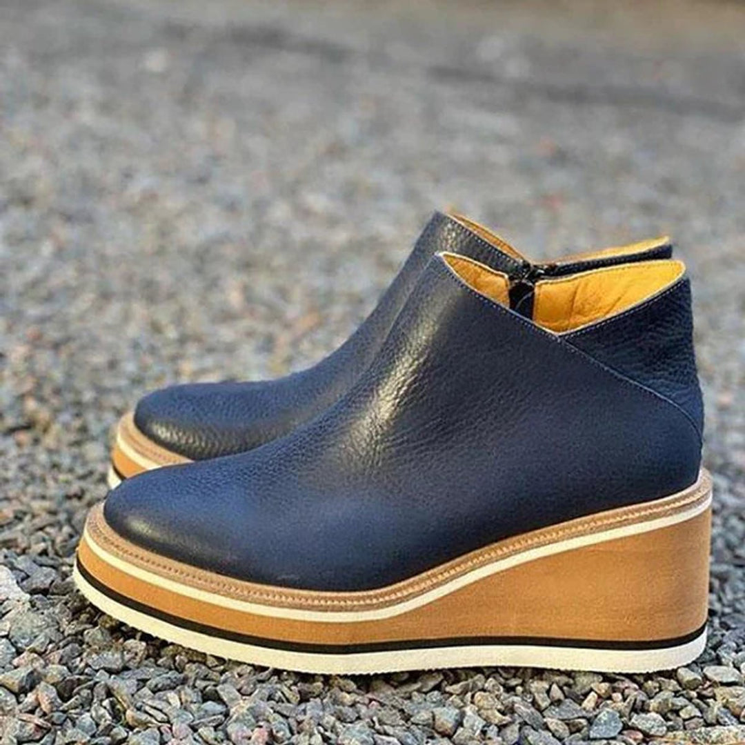 Women's Orthopedic Arch Support Wedge Platform Ankle Boots with Side Zip 7