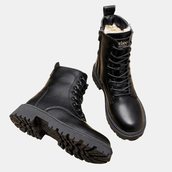 Women's Orthopedic Combat Ankle Boots with Arch Support and Fleece Lining for Fall and Winter 1