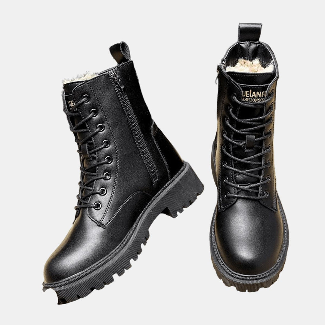 Women's Orthopedic Combat Ankle Boots with Arch Support and Fleece Lining for Fall and Winter 2