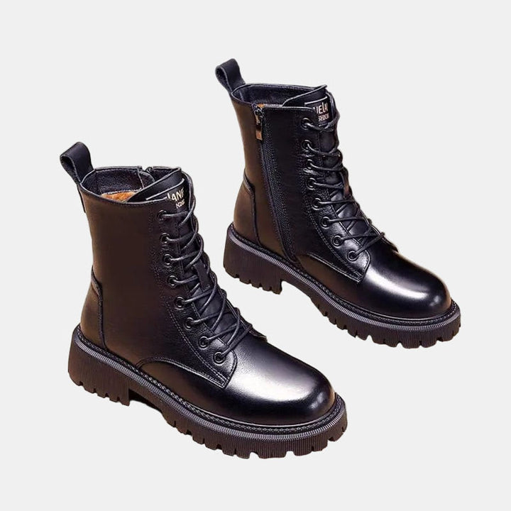 Women's Orthopedic Combat Ankle Boots with Arch Support and Fleece Lining for Fall and Winter 3