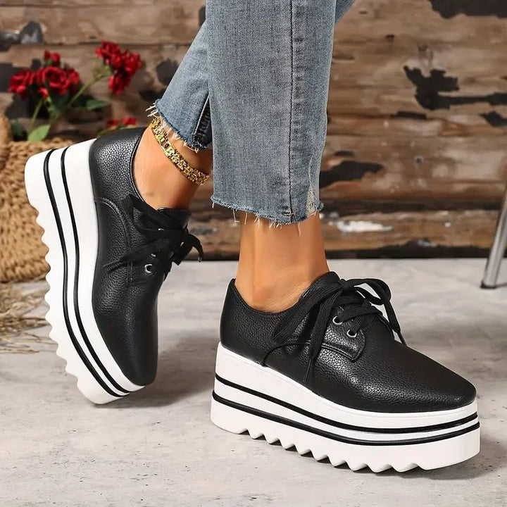 Women's Orthopedic Platform Oxford Shoes with Arch Support Lace-Up Wedge Sneakers 2