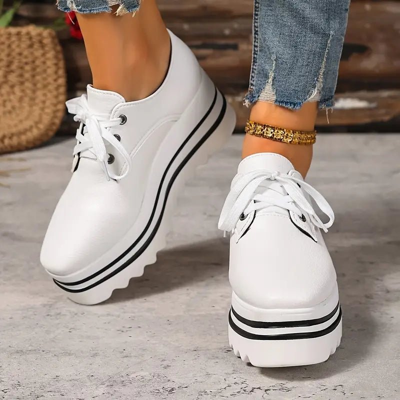 Women's Orthopedic Platform Oxford Shoes with Arch Support Lace-Up Wedge Sneakers 6
