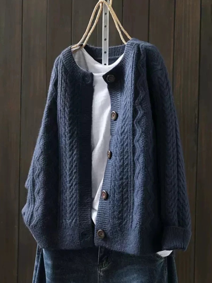 Women's Oversized Cable-Knit Button-Down Cardigan Sweater for Fall and Winter 3