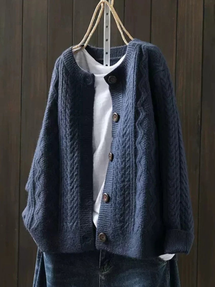 Women's Oversized Cable-Knit Button-Down Cardigan Sweater for Fall and Winter 3