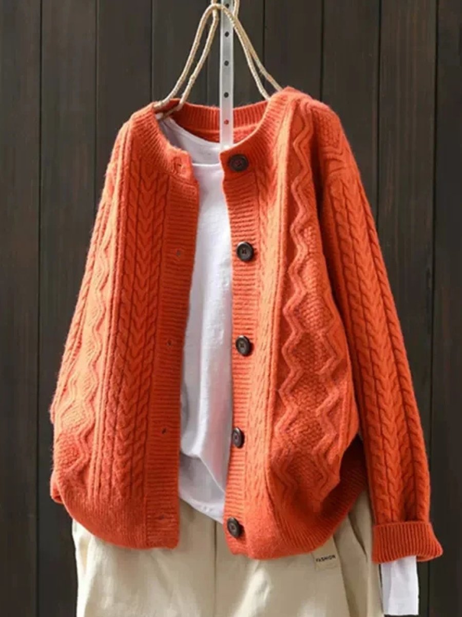 Women's Oversized Cable-Knit Button-Down Cardigan Sweater for Fall and Winter 4
