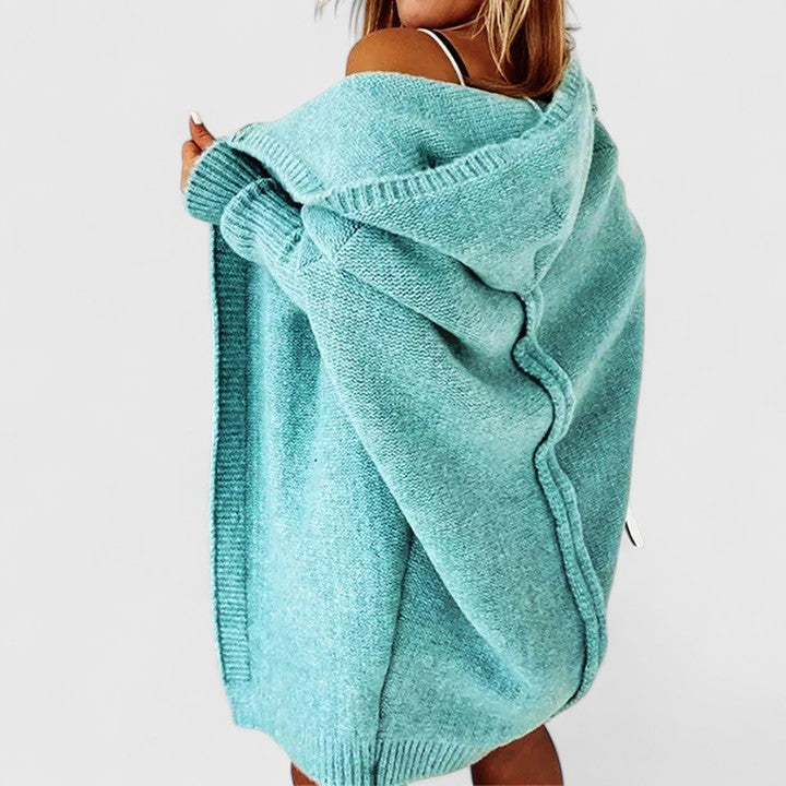 Women’s Oversized Comfortable Cardigan with Large Hood and Knee-Length Cut 0