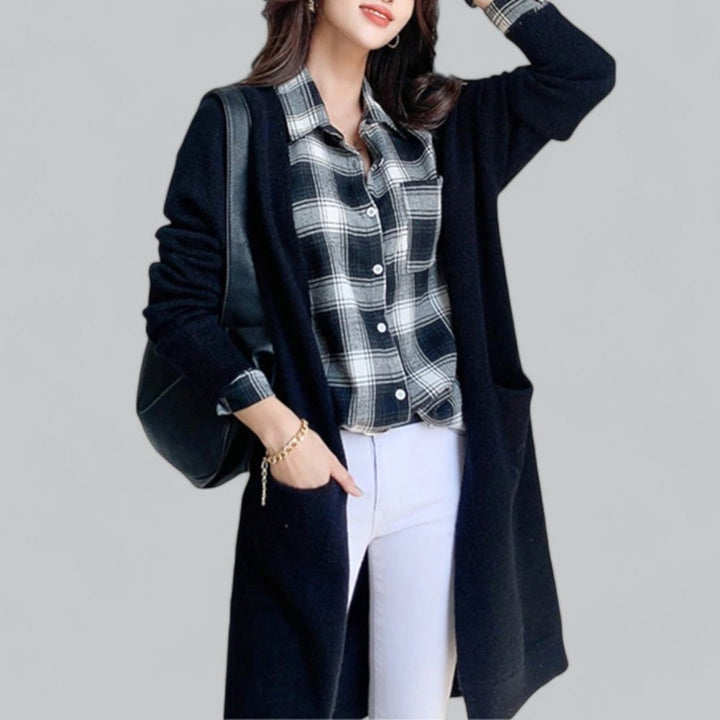 Women's Oversized Long Open-Front Knit Cardigan for Layered Casual and Office Looks 2
