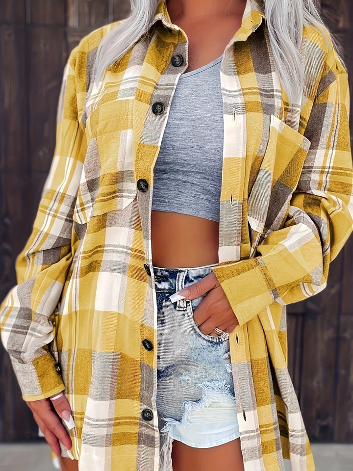 Women's Oversized Plaid Open-Front Cardigan Sweater for Casual Layering, Long Sleeve, Fall Fashion 6