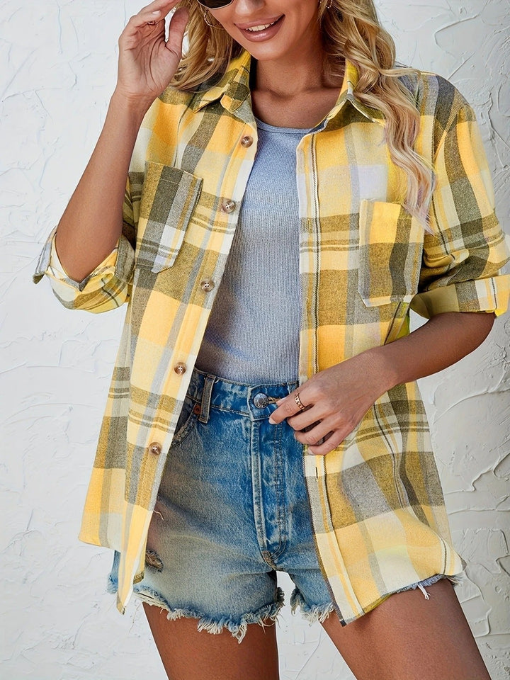 Women's Oversized Plaid Open-Front Cardigan Sweater for Casual Layering, Long Sleeve, Fall Fashion 7