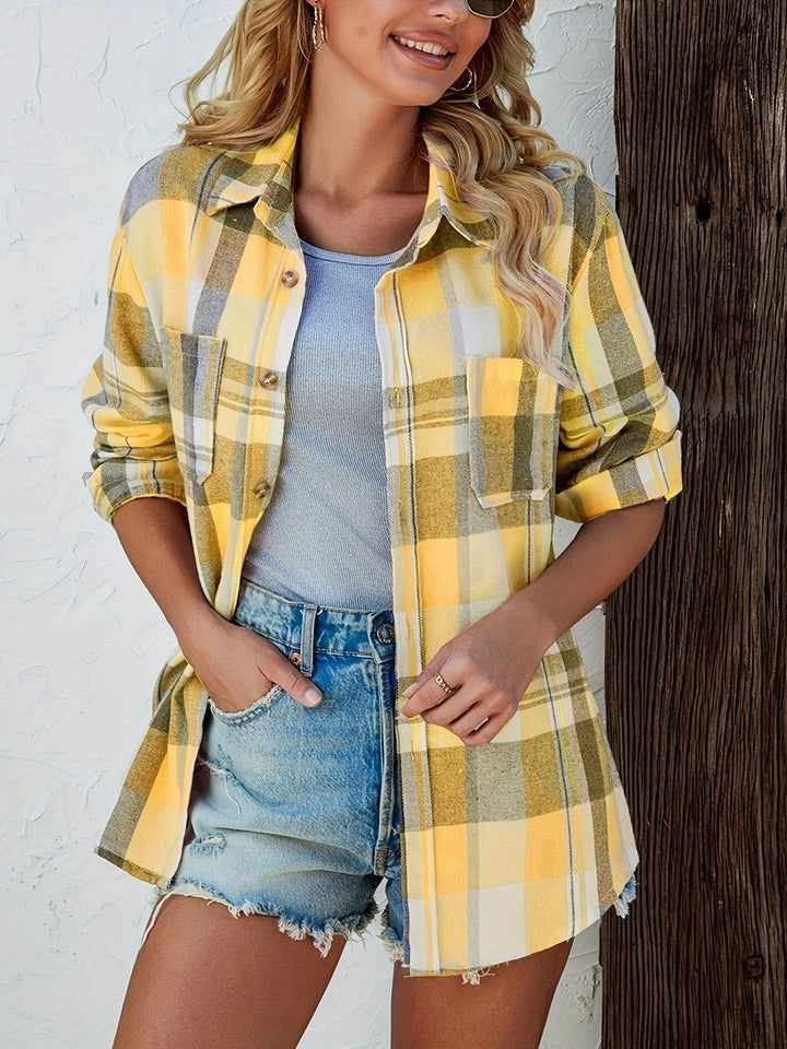 Women's Oversized Plaid Open-Front Cardigan Sweater for Casual Layering, Long Sleeve, Fall Fashion 8