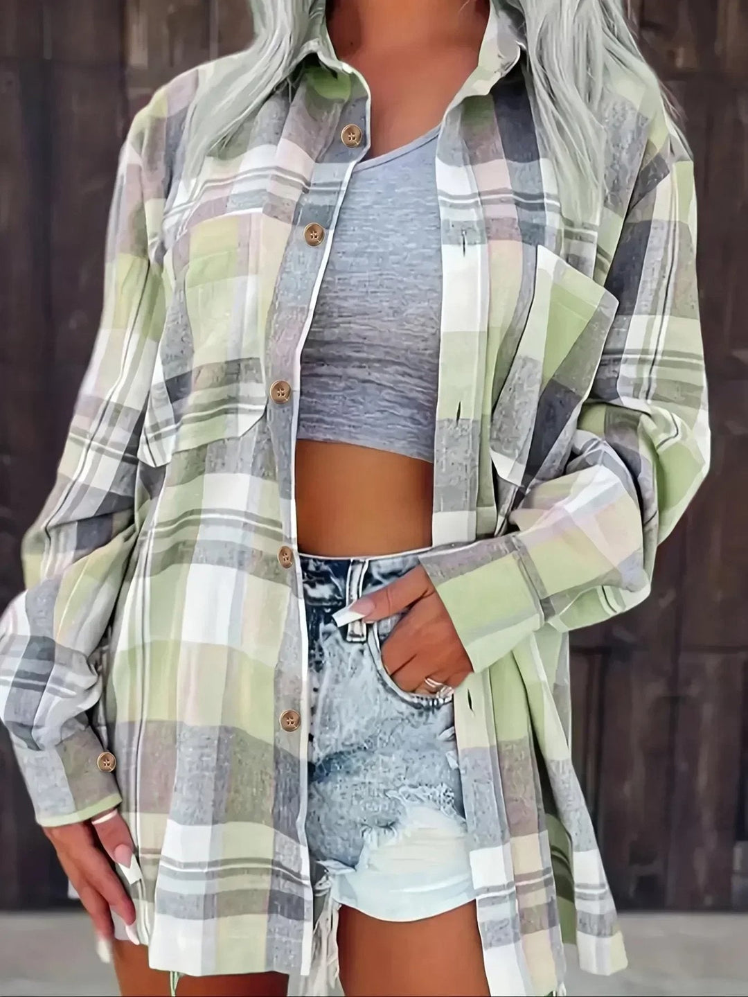 Women's Oversized Plaid Open-Front Cardigan Sweater for Casual Layering, Long Sleeve, Fall Fashion 9