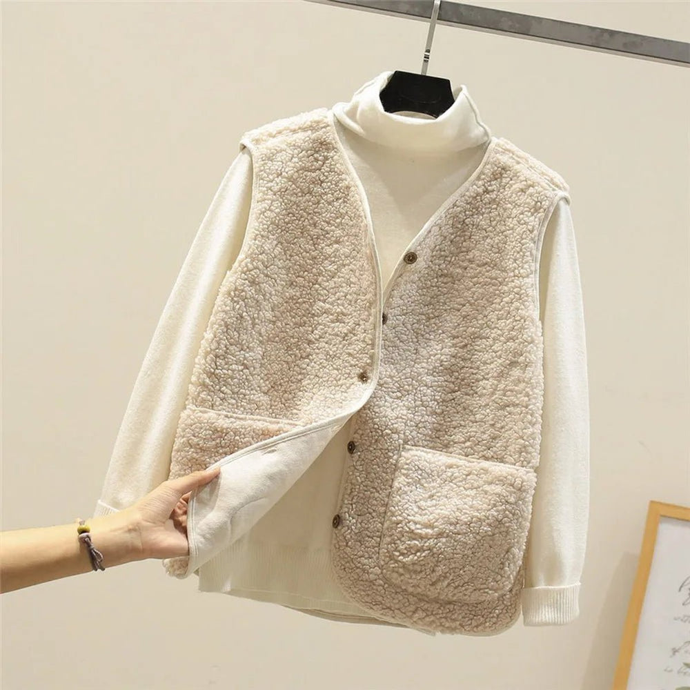 Women's Puffer Vest - Reversible Sherpa Fleece Layering Outerwear for Cool Weather 1