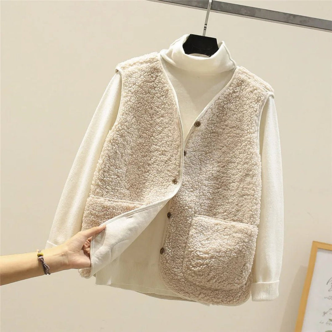 Women's Puffer Vest - Reversible Sherpa Fleece Layering Outerwear for Cool Weather 1