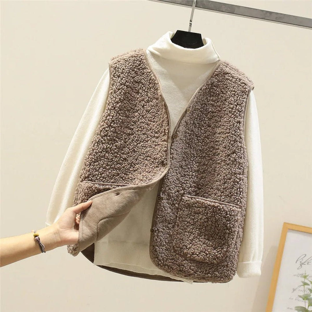 Women's Puffer Vest - Reversible Sherpa Fleece Layering Outerwear for Cool Weather 2