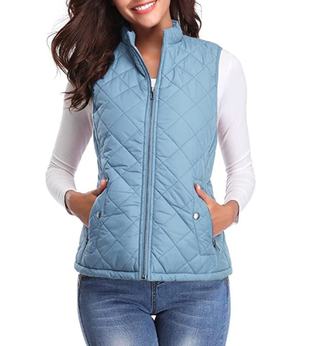 Women's Quilted Lightweight Puffer Vest with Stand Collar and Zip-Up Closure 3
