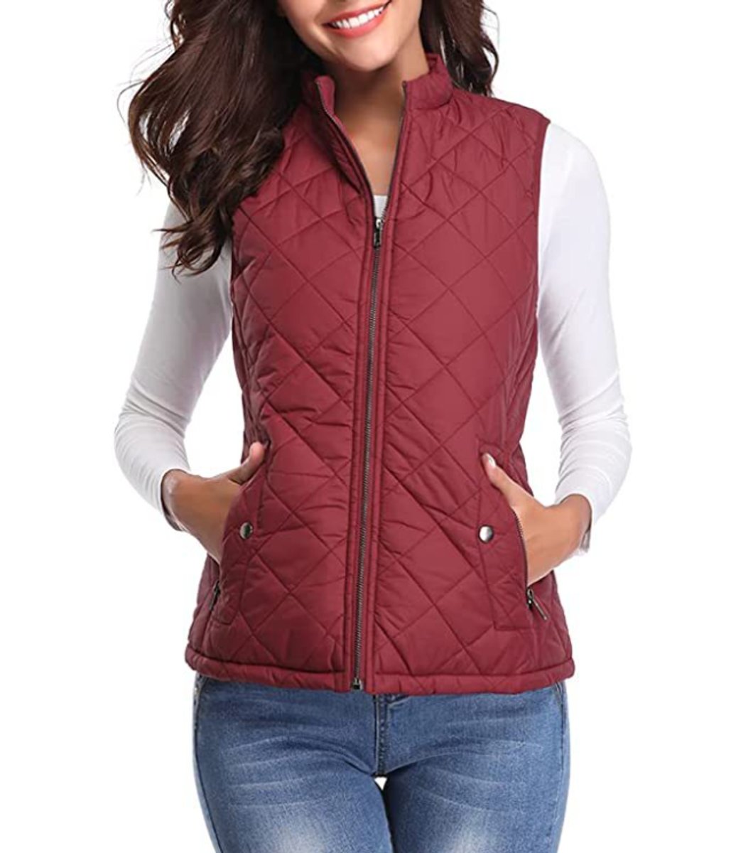 Women's Quilted Lightweight Puffer Vest with Stand Collar and Zip-Up Closure 4