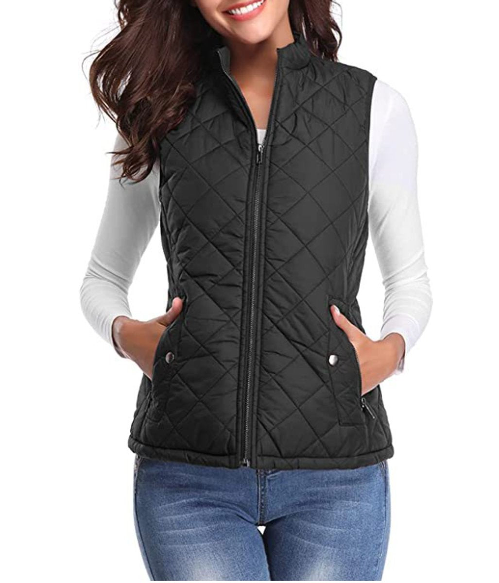 Women's Quilted Lightweight Puffer Vest with Stand Collar and Zip-Up Closure 5