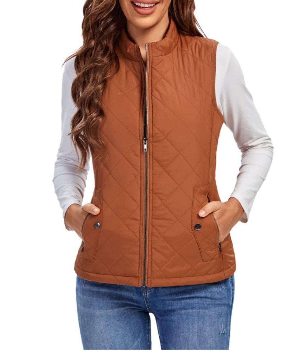 Women's Quilted Lightweight Puffer Vest with Stand Collar and Zip-Up Closure 6