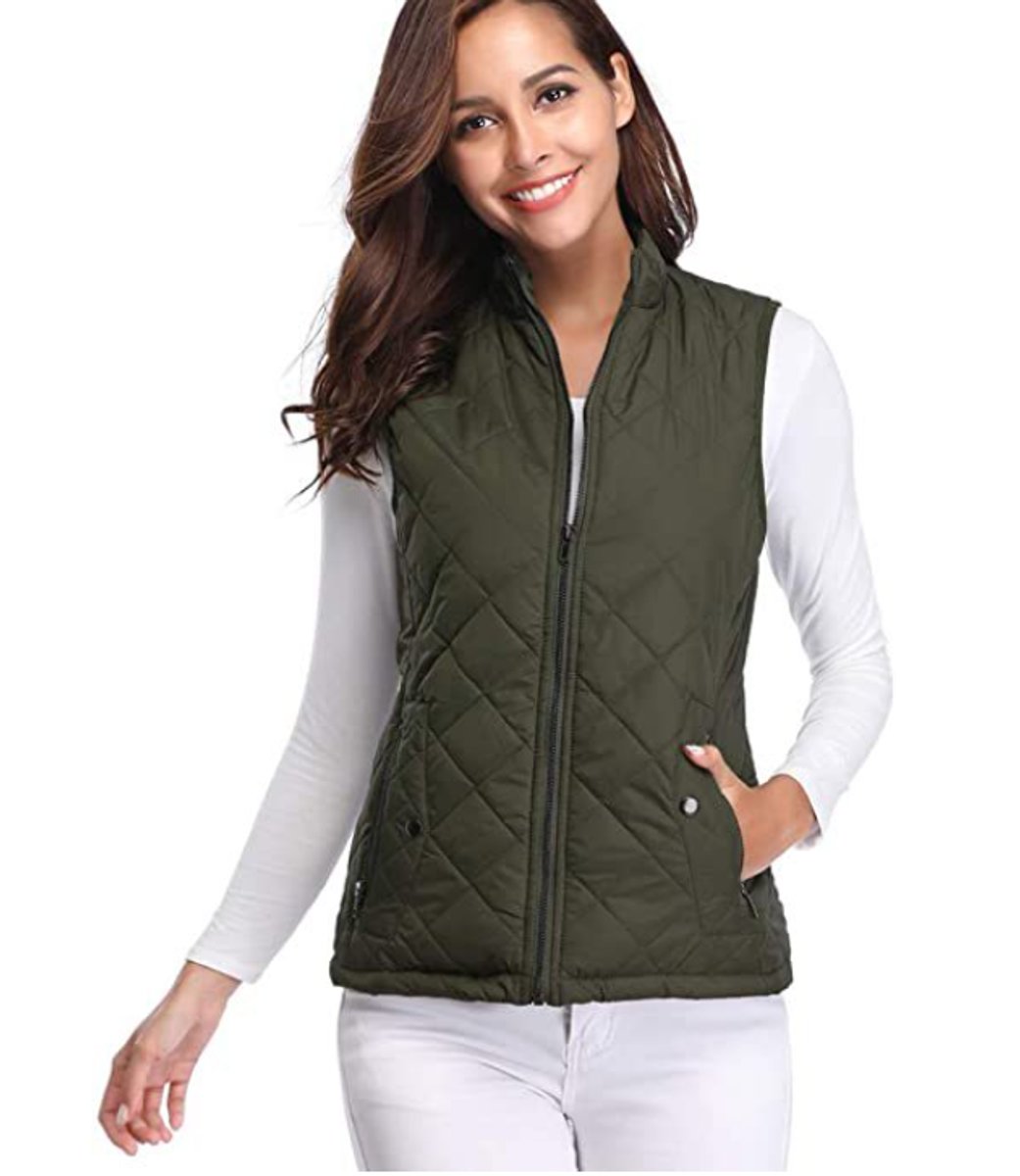 Women's Quilted Lightweight Puffer Vest with Stand Collar and Zip-Up Closure 7