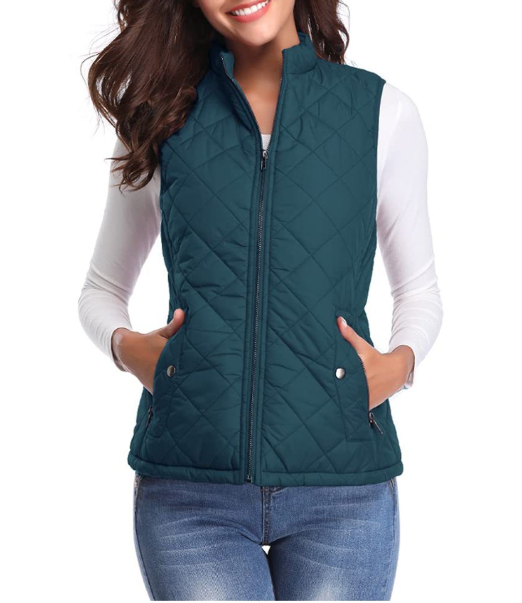 Women's Quilted Lightweight Puffer Vest with Stand Collar and Zip-Up Closure 9