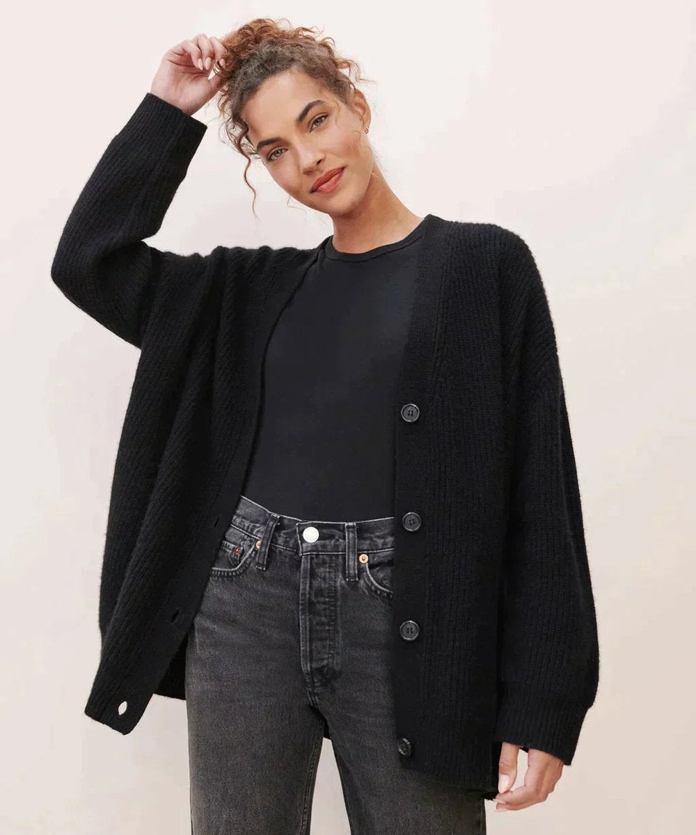 Women's Relaxed-Fit V-Neck Button-Front Cardigan for Layering 6