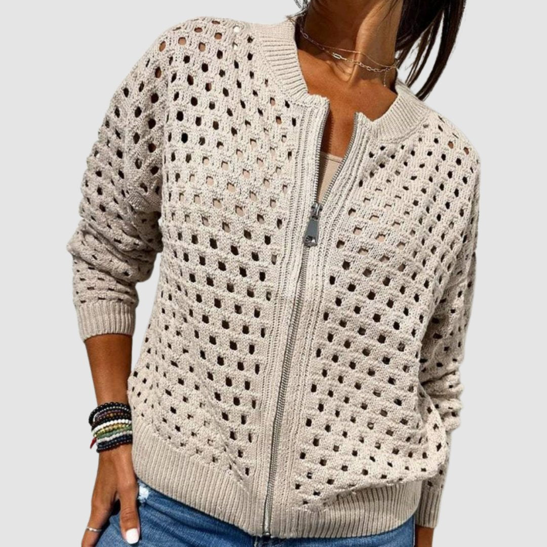 Women's Relaxed-Fit Zip-Up Black Cardigan Sweater - Lightweight Layering for Effortless Style and Comfort 0