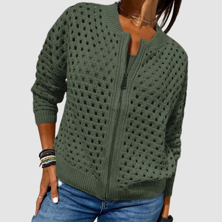 Women's Relaxed-Fit Zip-Up Black Cardigan Sweater - Lightweight Layering for Effortless Style and Comfort 2
