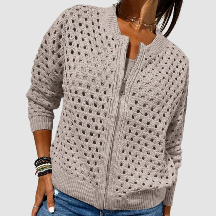 Women's Relaxed-Fit Zip-Up Black Cardigan Sweater - Lightweight Layering for Effortless Style and Comfort 3