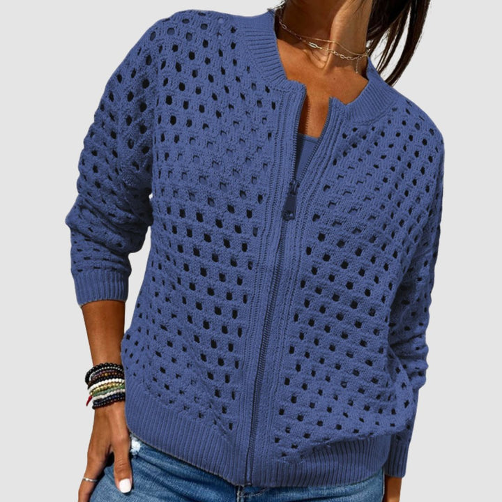 Women's Relaxed-Fit Zip-Up Black Cardigan Sweater - Lightweight Layering for Effortless Style and Comfort 4