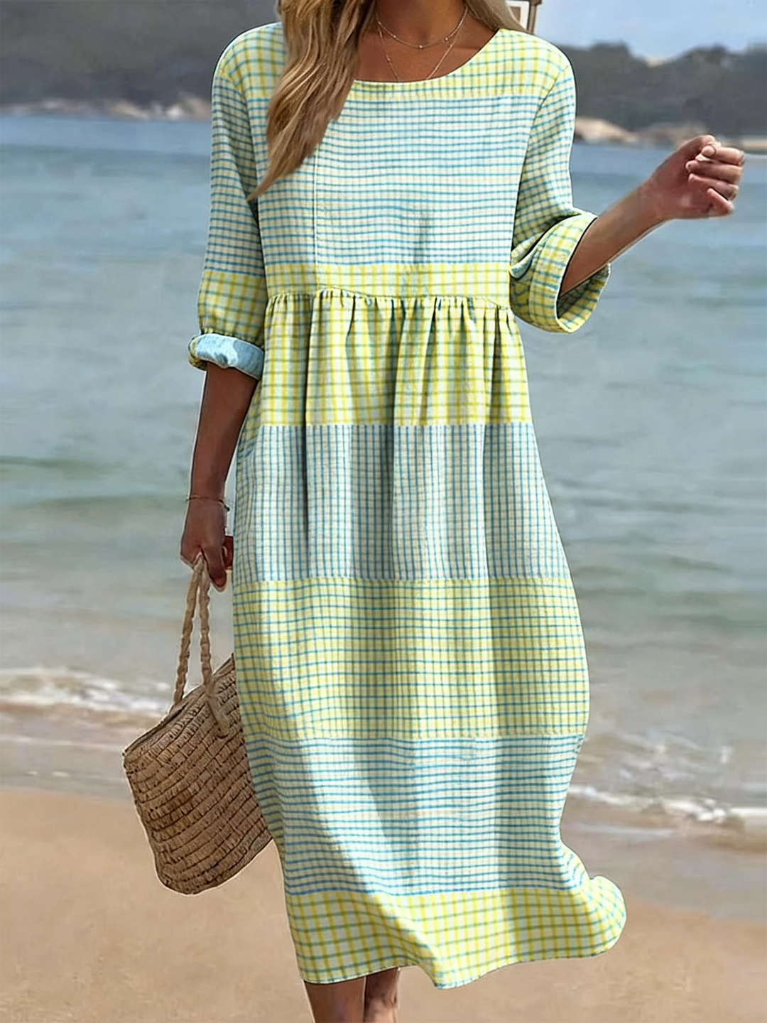 Women's Summer Dress - Casual Round Neck Half Sleeve Dress for Warm Weather Outings 0