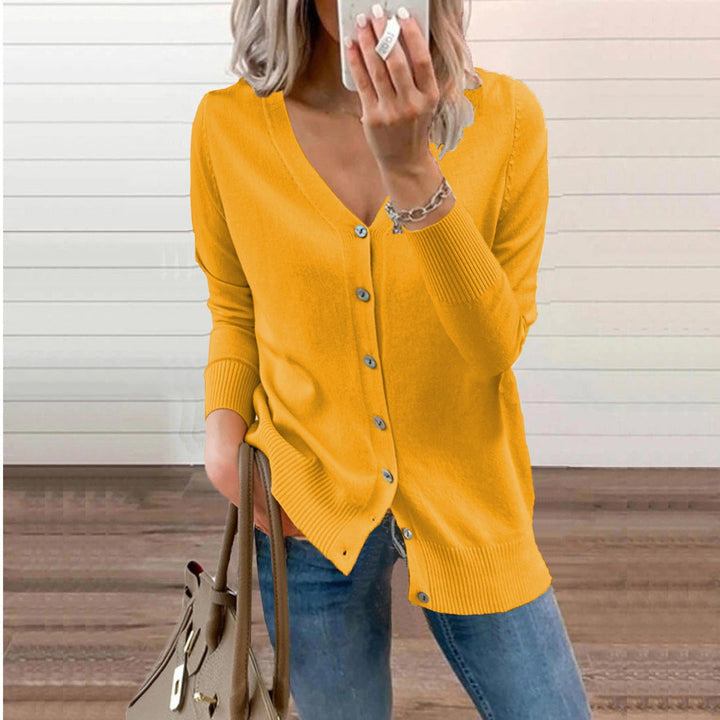Women's V-Neck Button-Front Long Sleeve Knit Cardigan for Layering 3