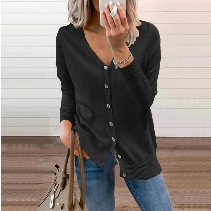 Women's V-Neck Button-Front Long Sleeve Knit Cardigan for Layering 6