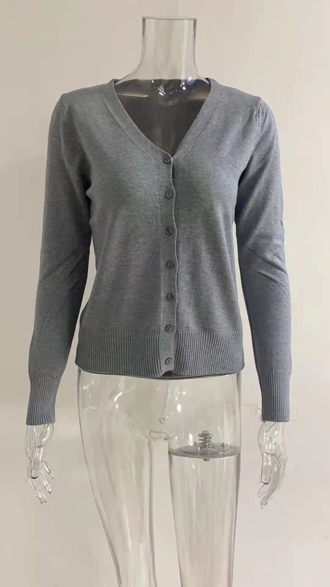 Women's V-Neck Button-Front Long Sleeve Knit Cardigan for Layering 8