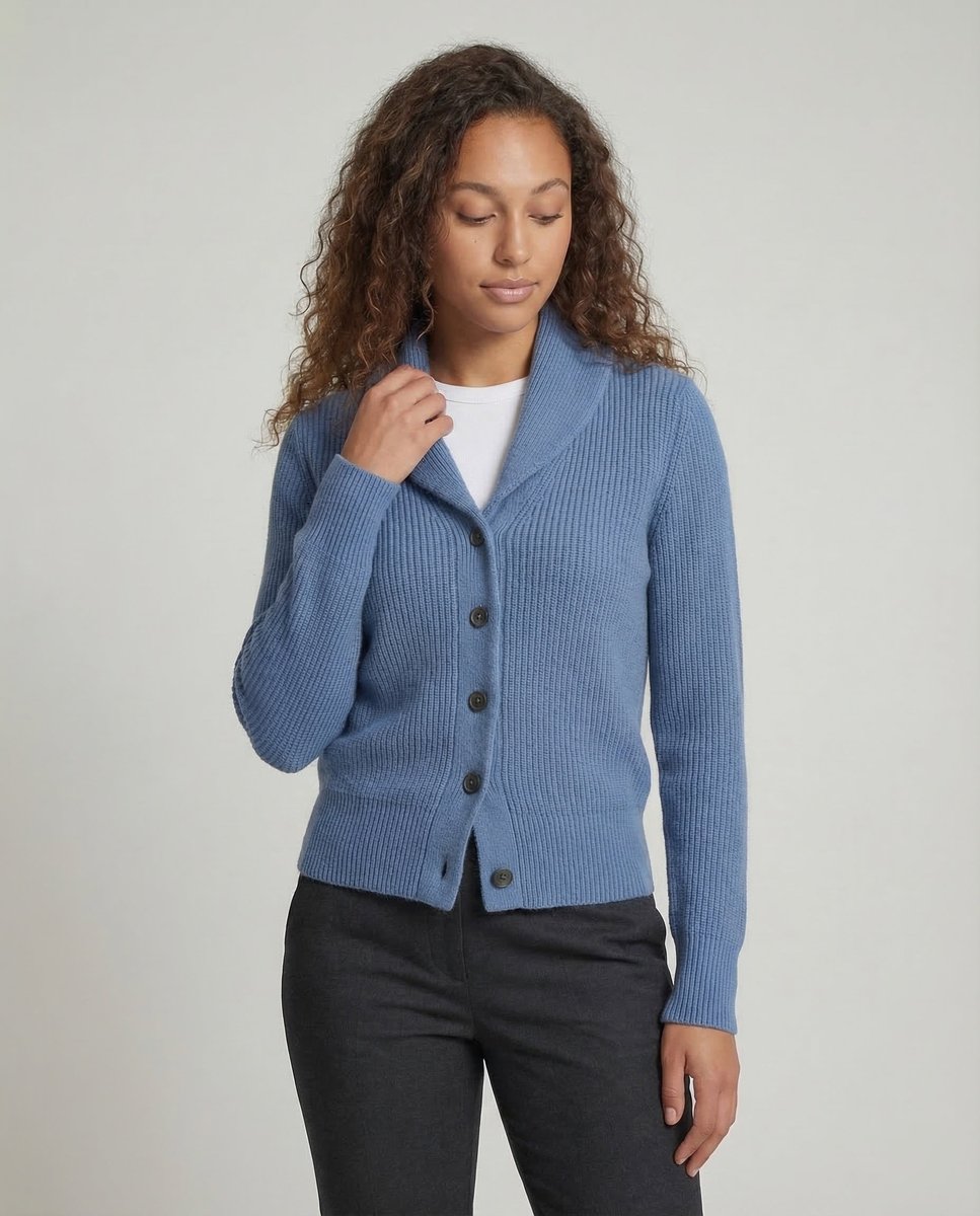 Women's White Cardigan Sweater with Button-Front and Tailored Lapel Collar for Office and Casual Wear 2