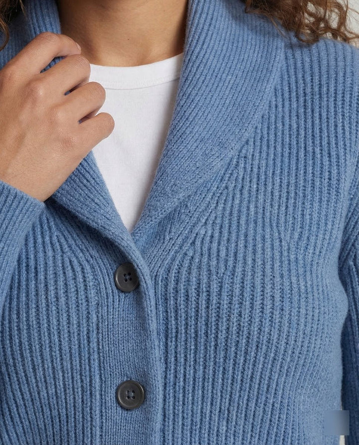 Women's White Cardigan Sweater with Button-Front and Tailored Lapel Collar for Office and Casual Wear 3