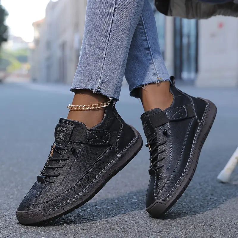 Women's White Sneakers - Comfortable Lace-Up Sneakers for Everyday Walking, Best Walking Shoes for Women 1